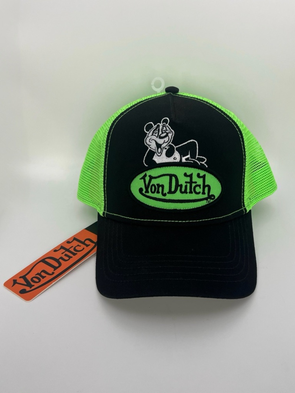 Von Dutch x Breakfast Club Trucker Hat Neon Green Black Snapback Mesh Y2K NWT